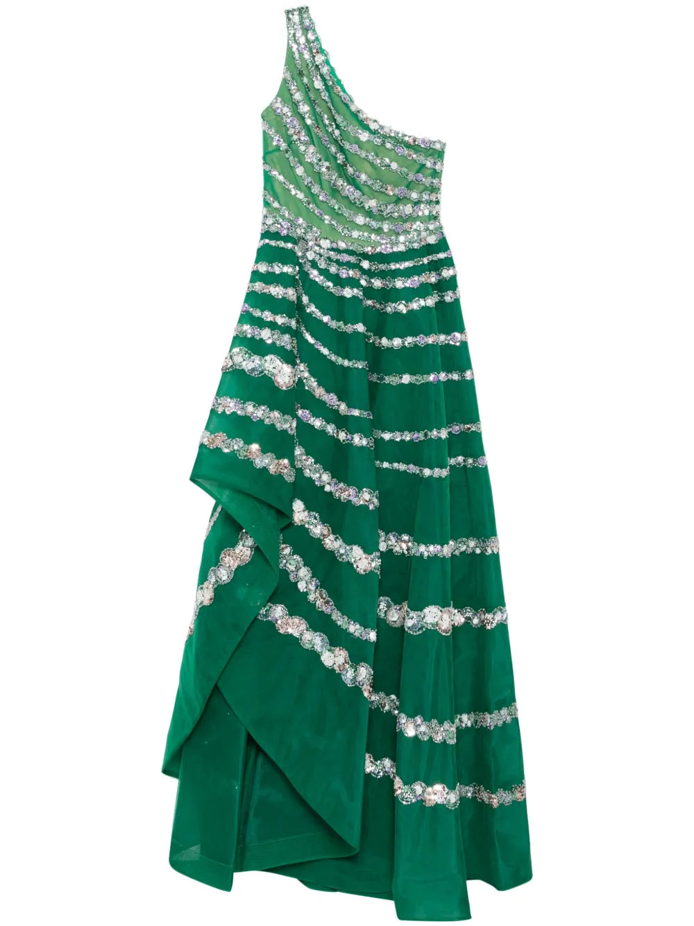 ONE SHOULDER ASYMMETRIC, BEADED DRESS