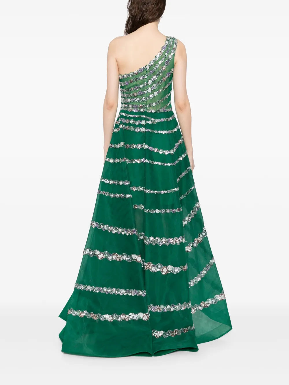 ONE SHOULDER ASYMMETRIC, BEADED DRESS