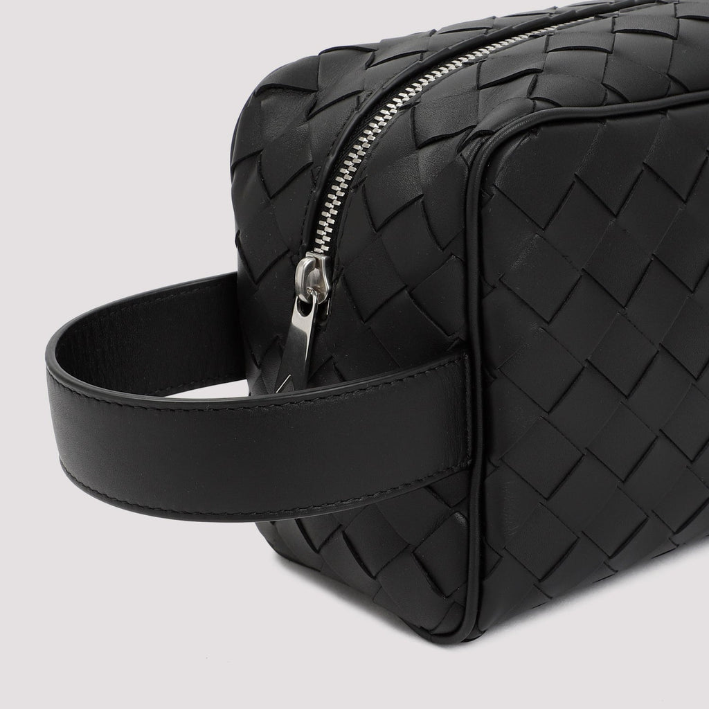 Black Intrecciato Travel Pouch