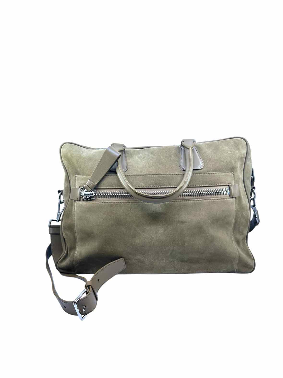TOM FORD Beige Suede Solid Briefcase