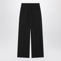 Black wool-blend trousers