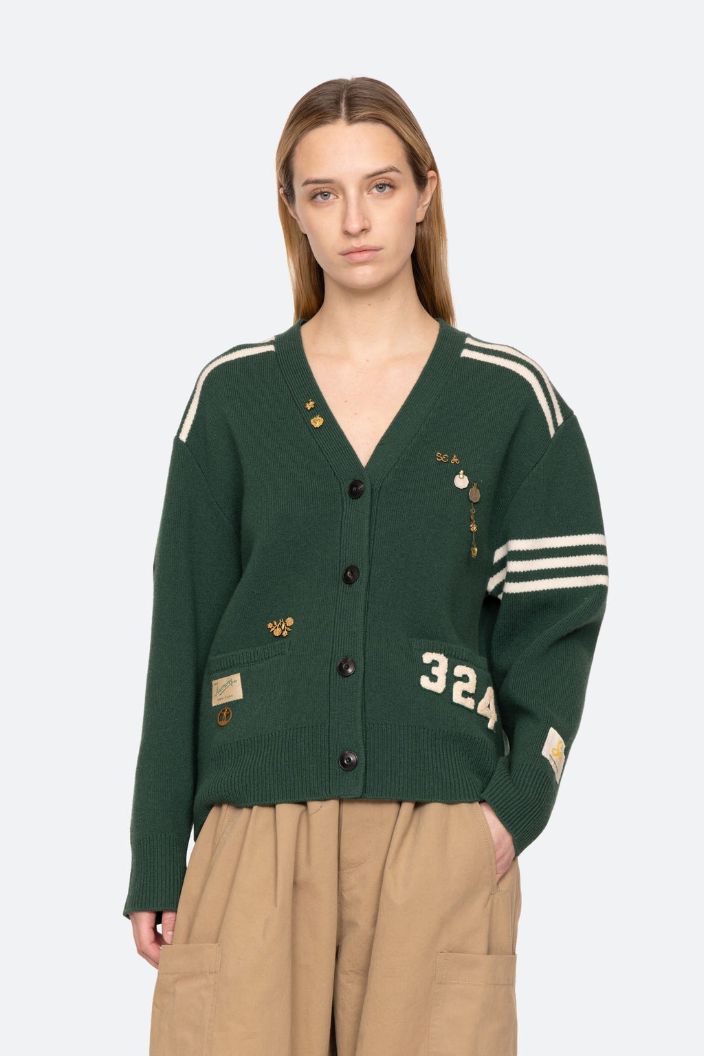 SEA NEW YORK ARTHER VARSITY KNIT CARDIGAN