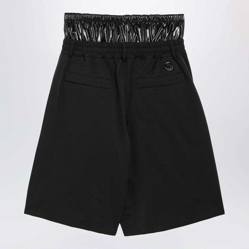 Black nylon blend Bermuda shorts