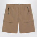 Beige technical froissé Bermuda shorts