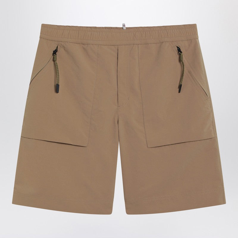 Beige technical froissé Bermuda shorts