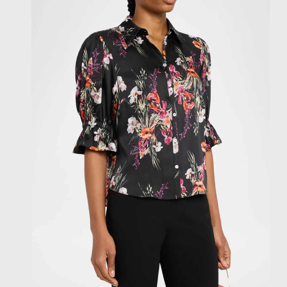 Cinq à Sept Fiona Iris Top - Black Bouquet