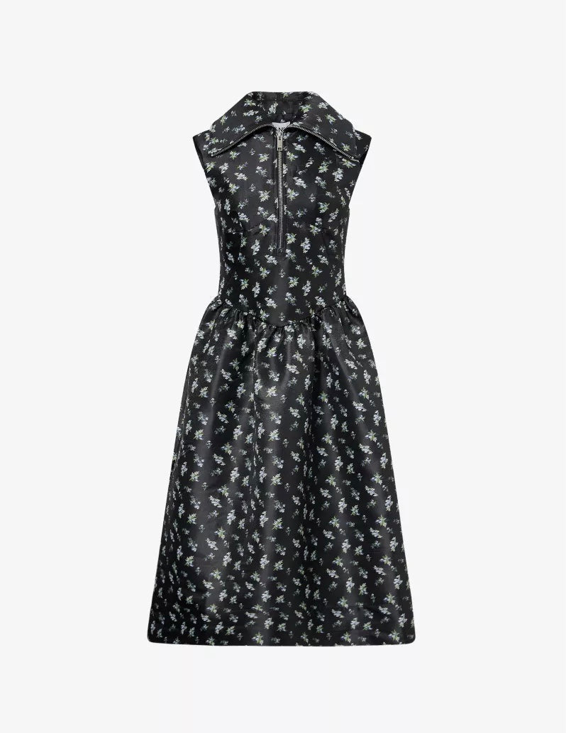 Ganni Floral Jacquard Midi Dress