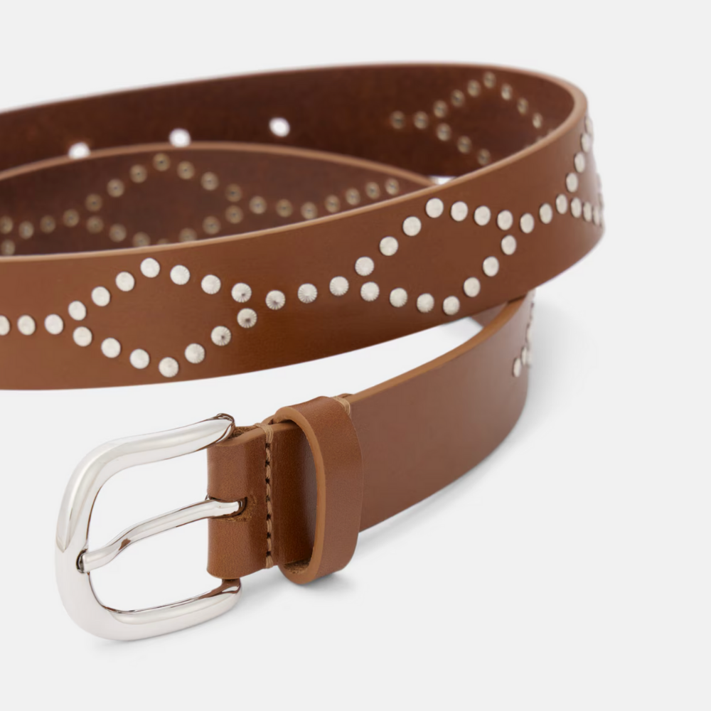 Isabel Marant Liliana Studded Belt - Cognac/Silver