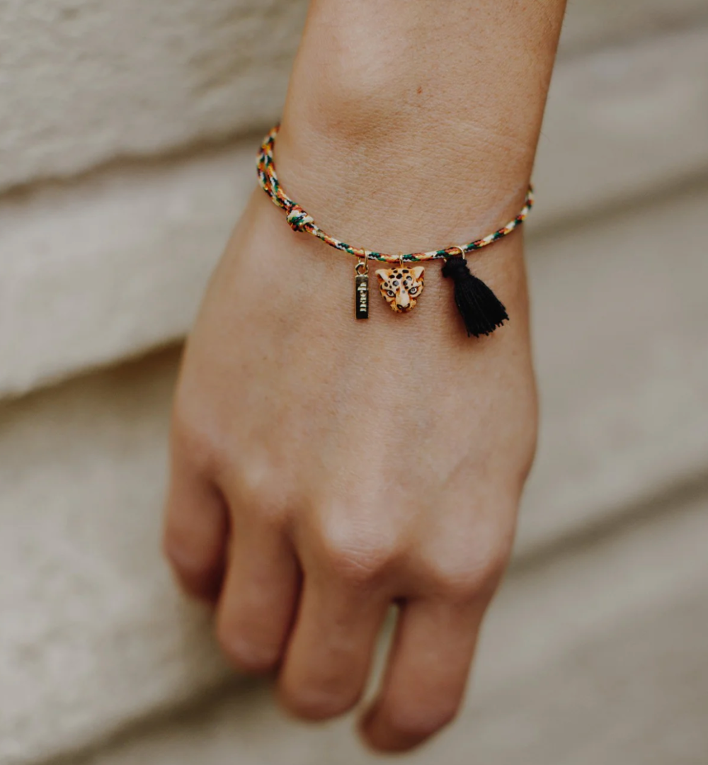 Nach Leopard Head Pompom Bracelet