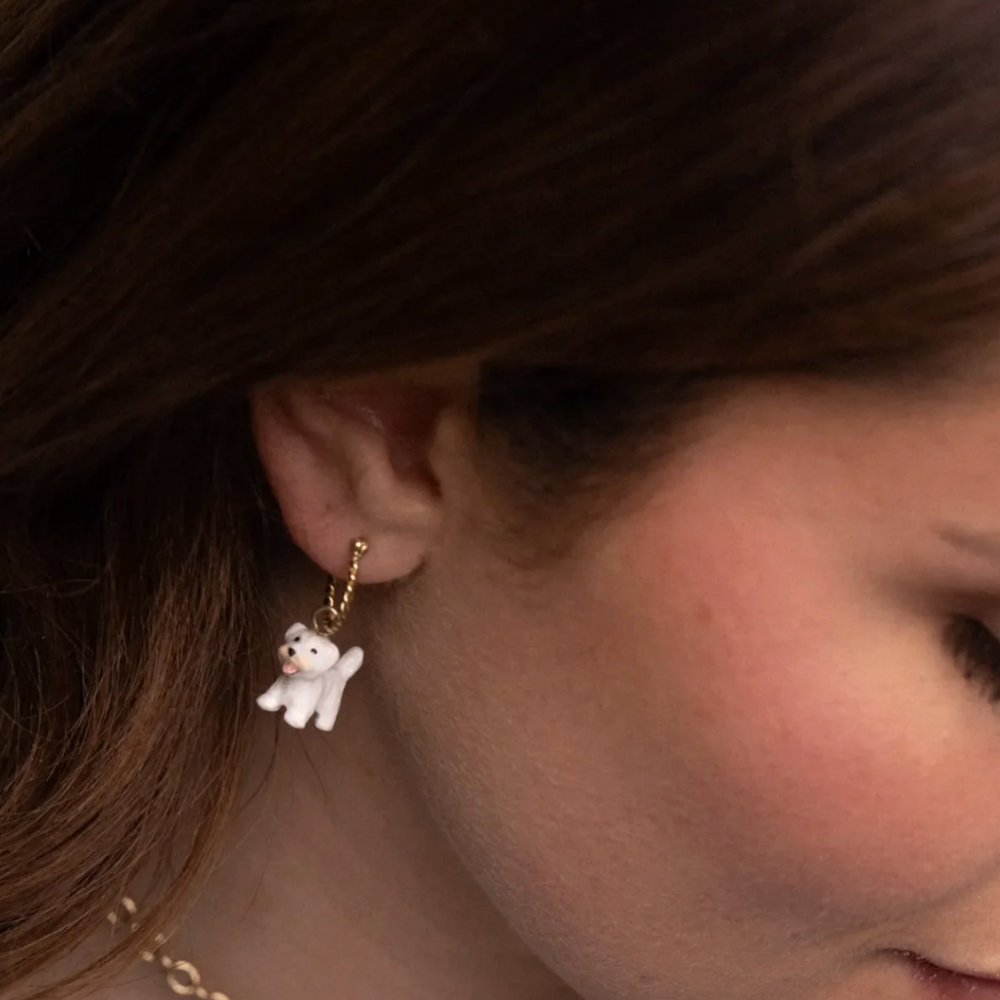Nach Mini Coton de Tulear Hoop Earrings