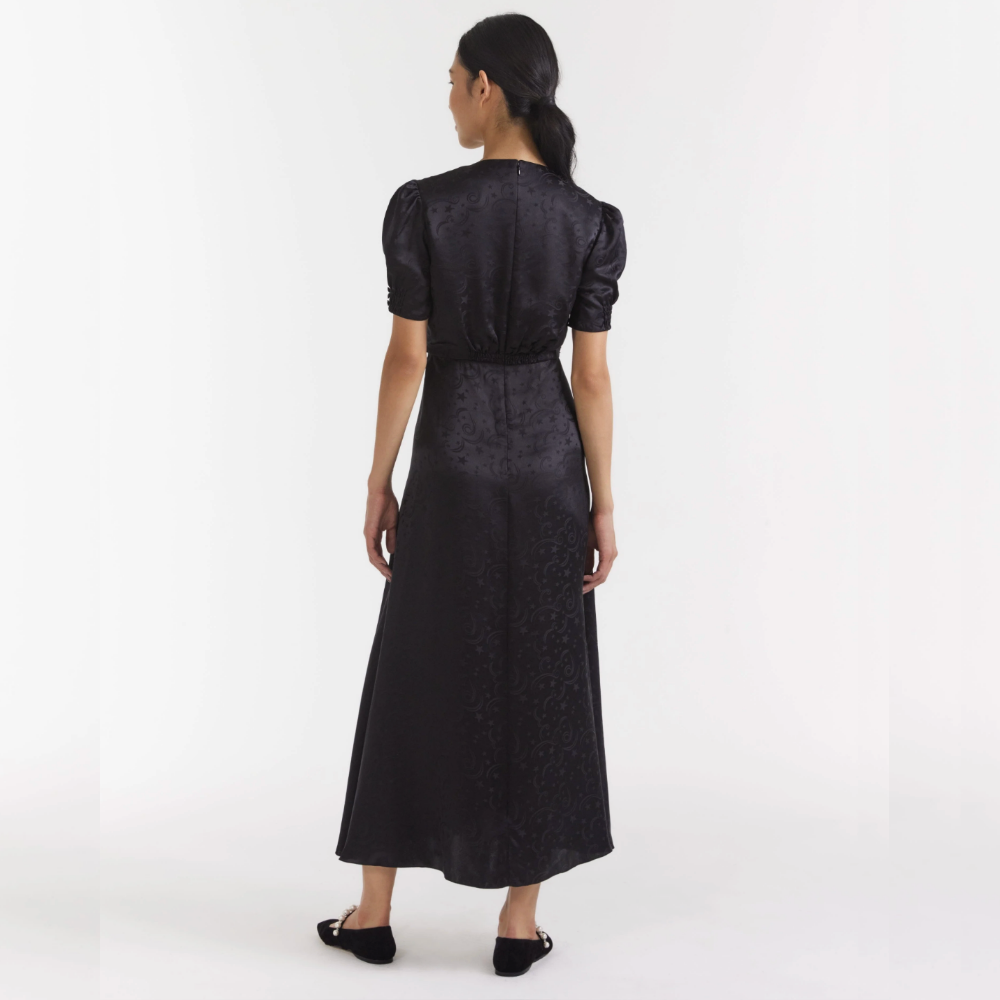 Saloni Lea Long Dress - Astro Black