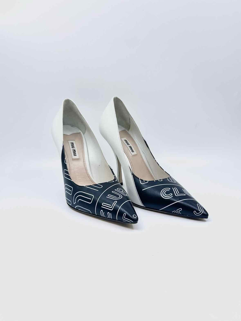 MIU MIU Size 9 Black & White Leather Pumps