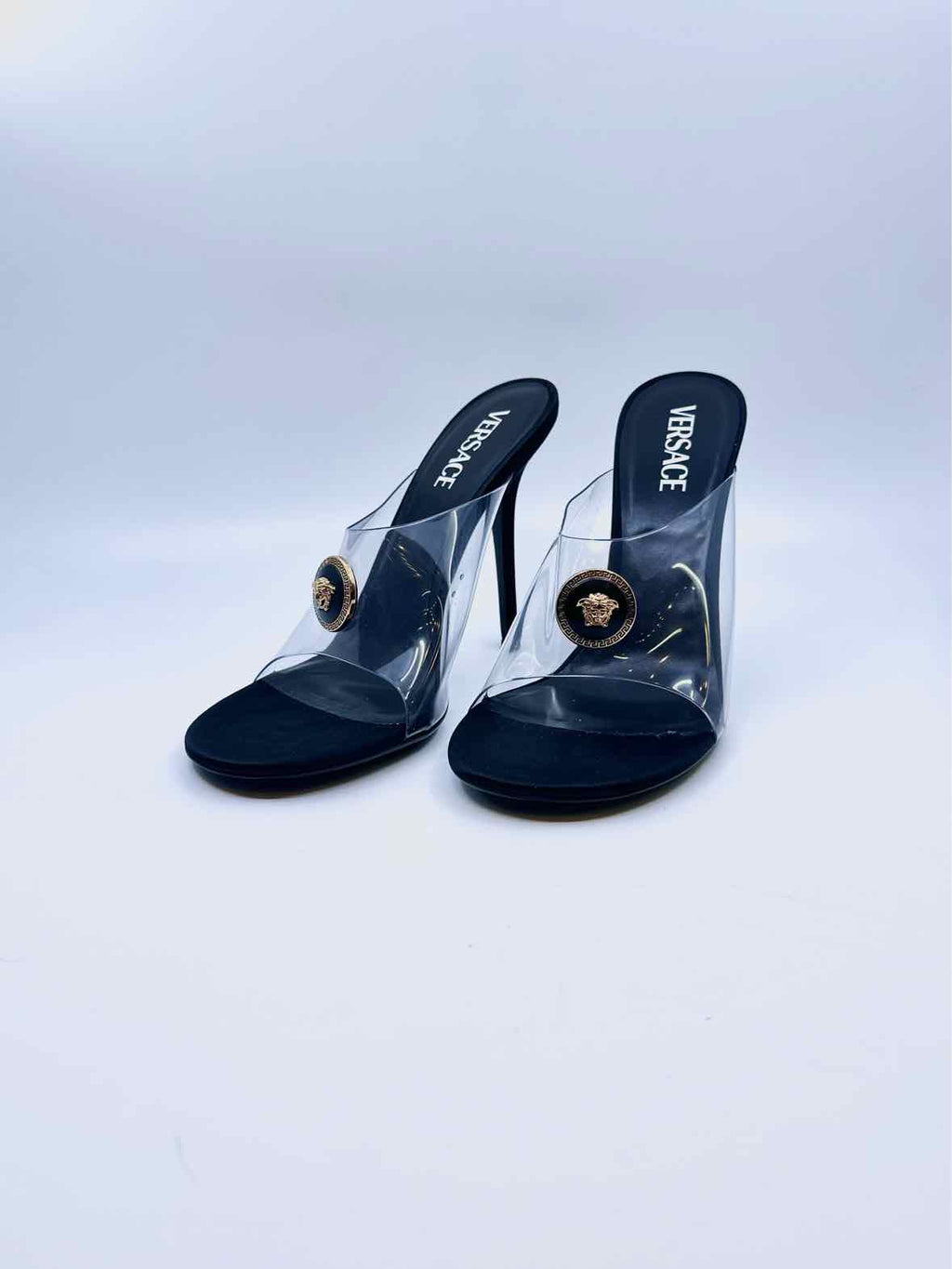 VERSACE Size 10 Black Solid Mules