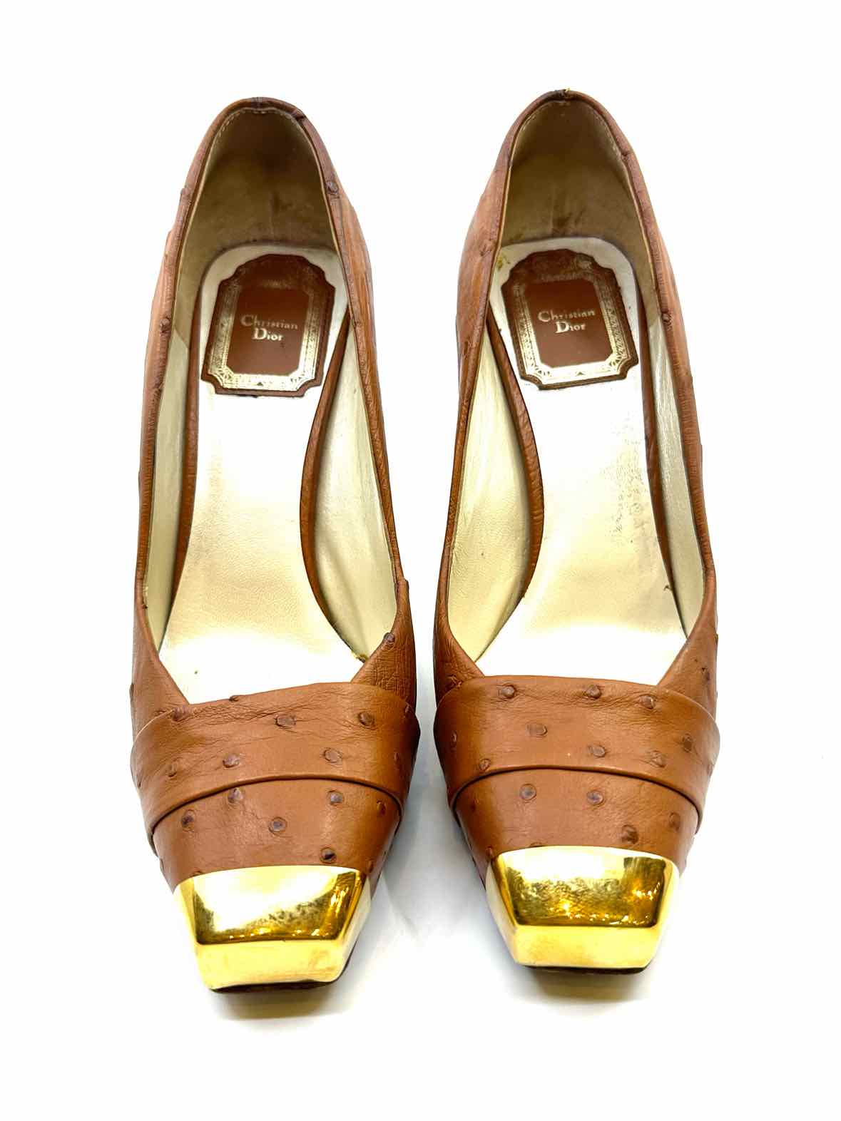 CHRISTIAN DIOR Size 6.5 Brown Ostrich Pumps