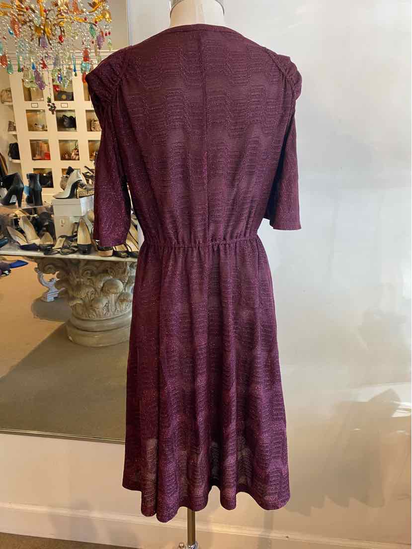 MISSONI Size 6 Wine Knit Shimmery Dress