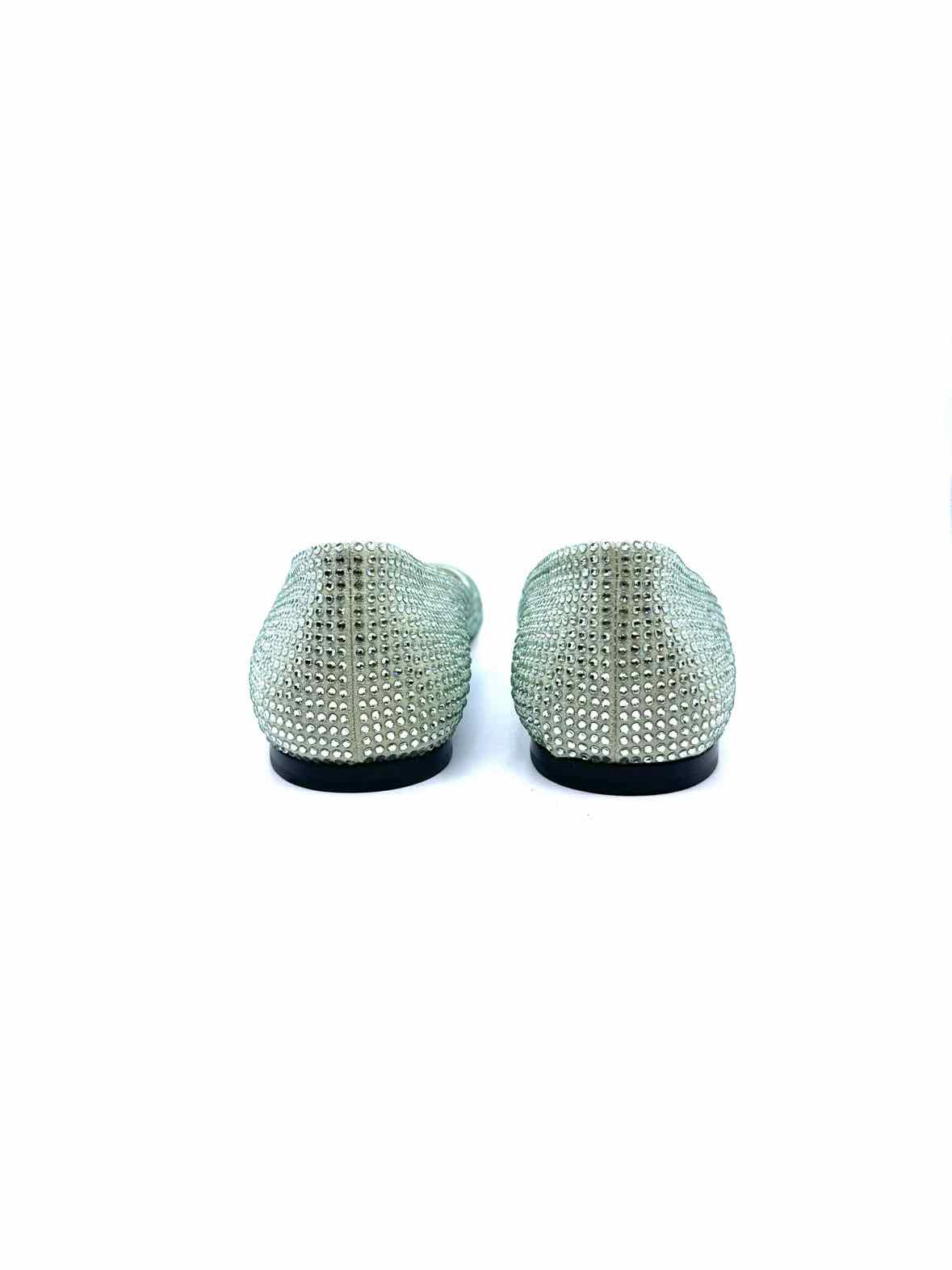 LOEWE Size 11 Pastel Green Crystal Solid Flats