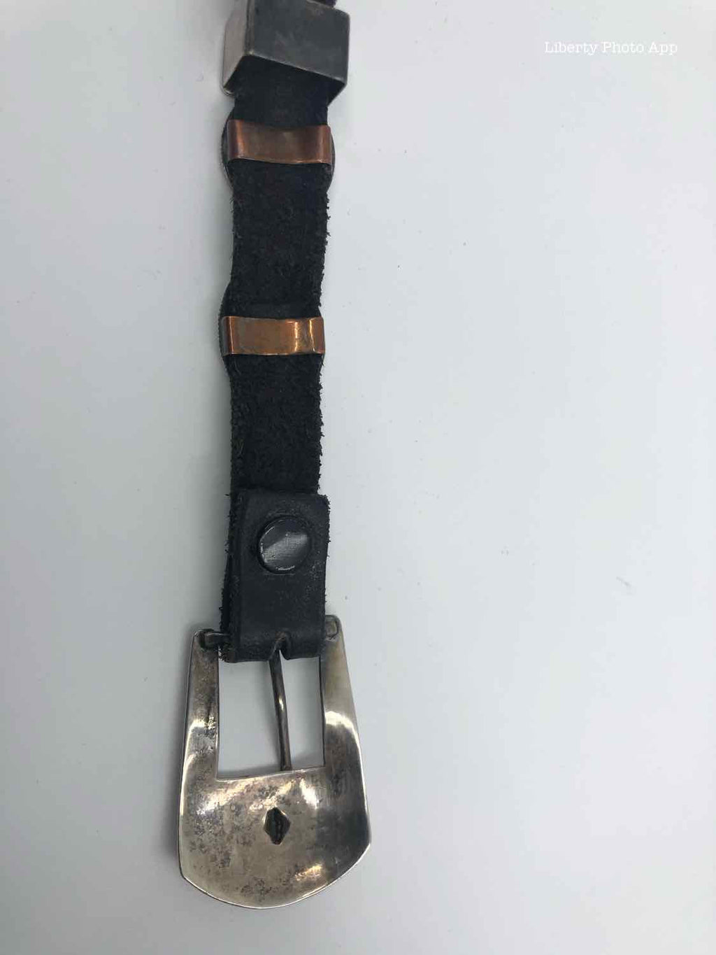 YELLOWHORSE Black Leather and Sterling Concho Belt