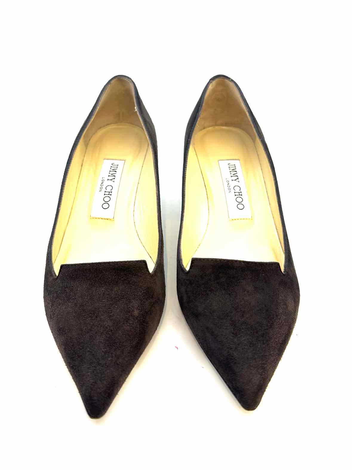 JIMMY CHOO Size 5.5 Brown Suede Solid Pumps