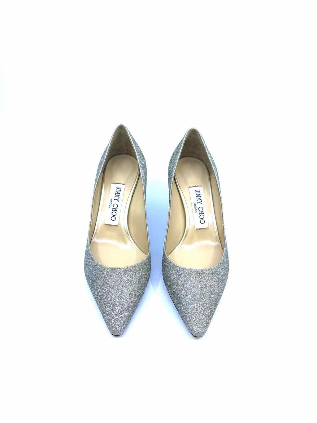 JIMMY CHOO Size 5 Silver Glitter Pumps