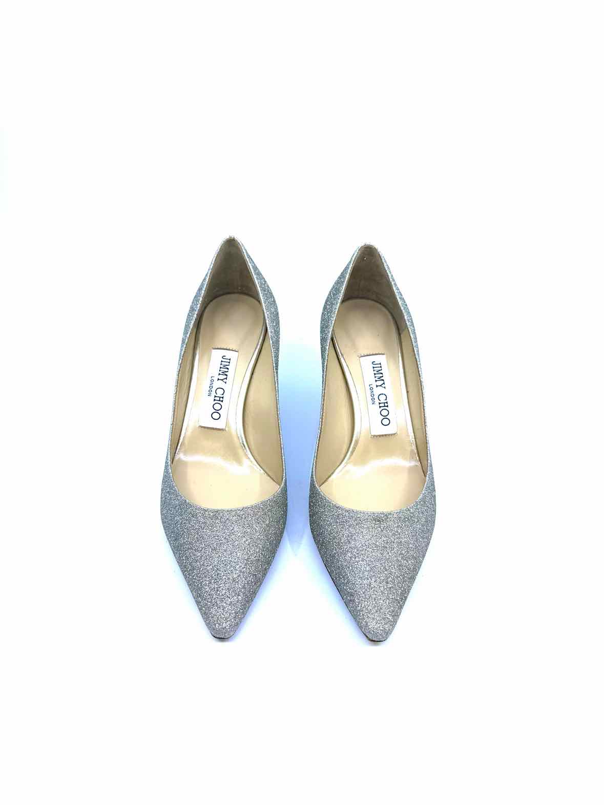 JIMMY CHOO Size 5 Silver Glitter Pumps