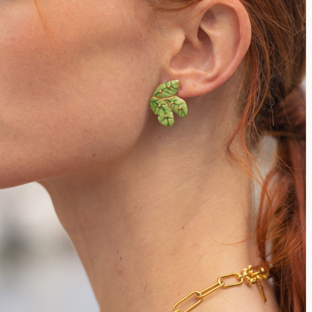 Nach Banana Tree Leaves Stud Earrings