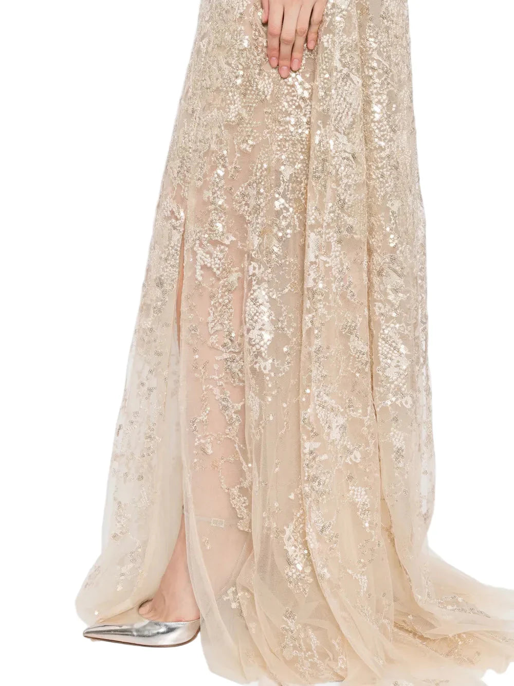 OFF-SHOULDER LONG EMBROIDERED DRESS