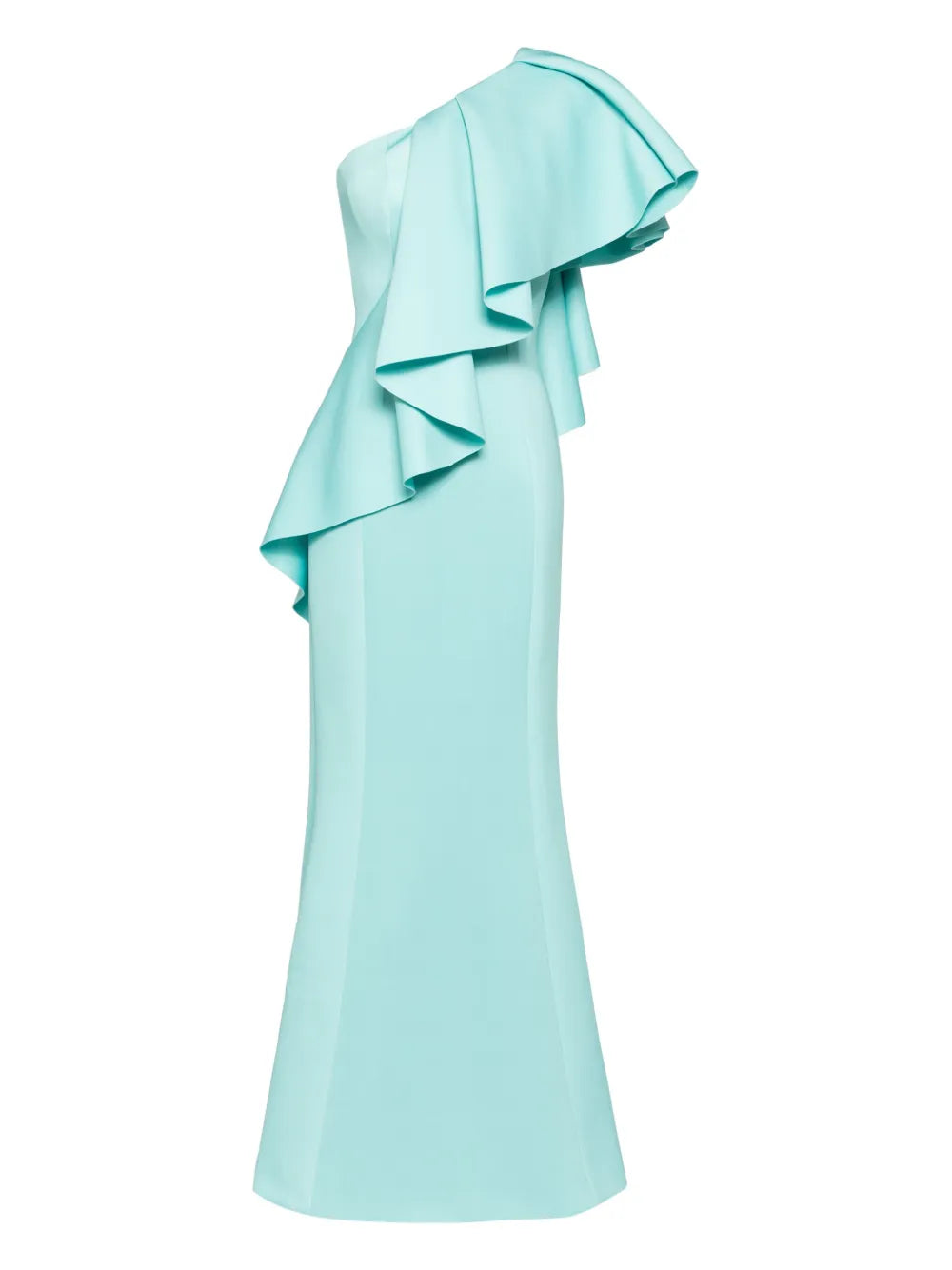 RUFFLED SCUBA LONG DRESS
