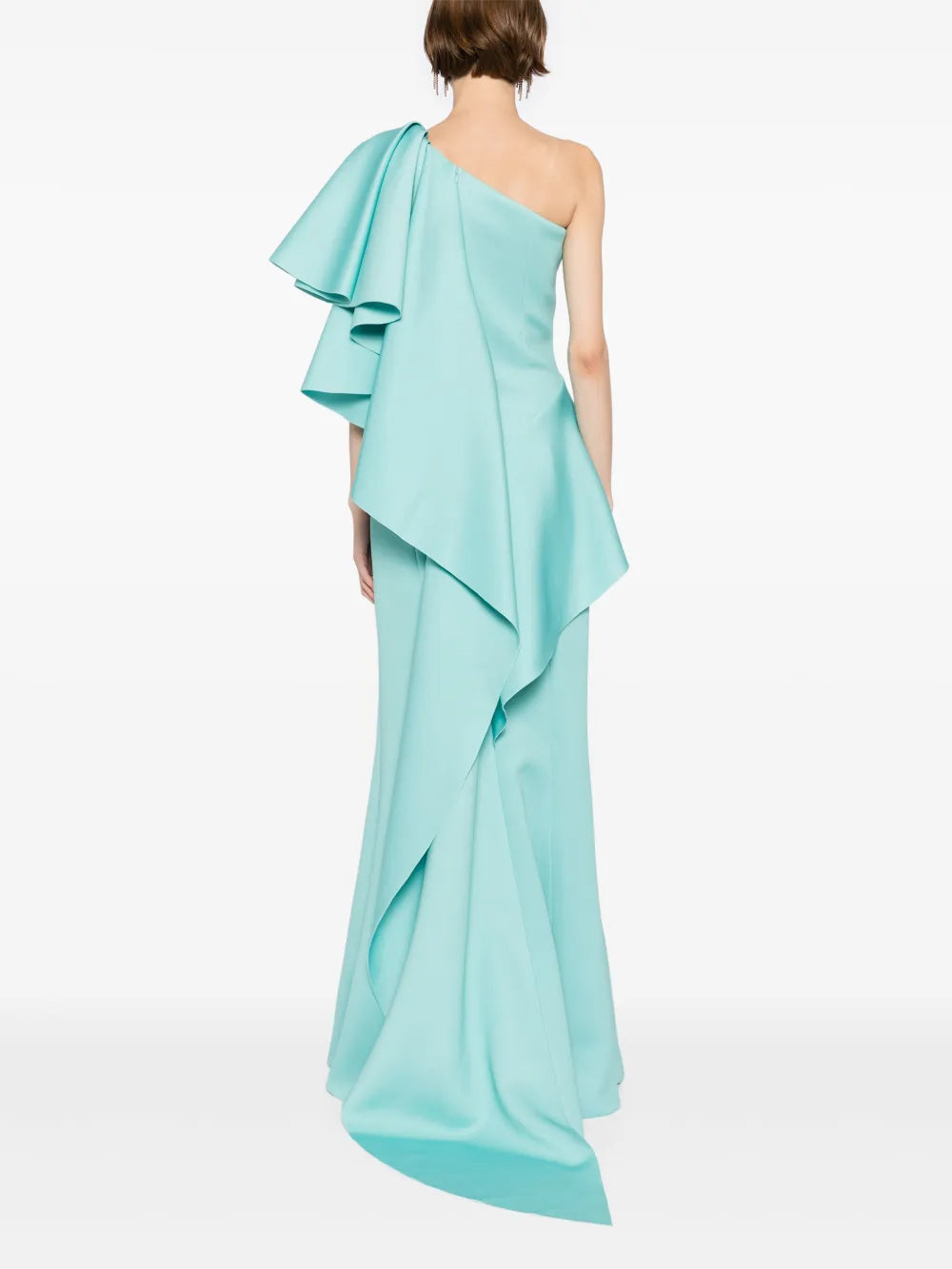 RUFFLED SCUBA LONG DRESS