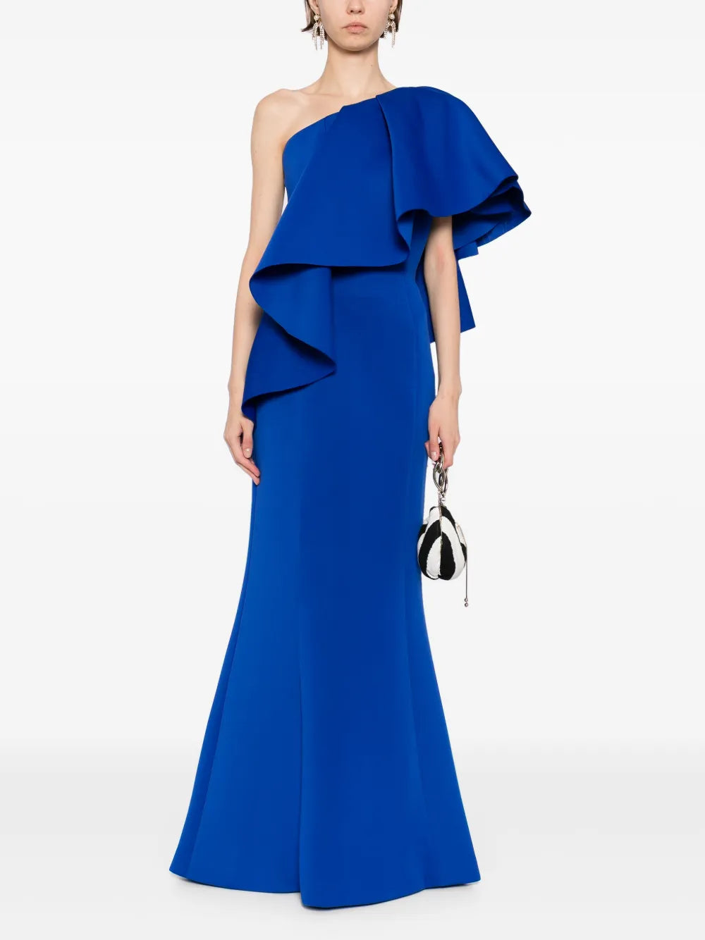 RUFFLED SCUBA LONG DRESS