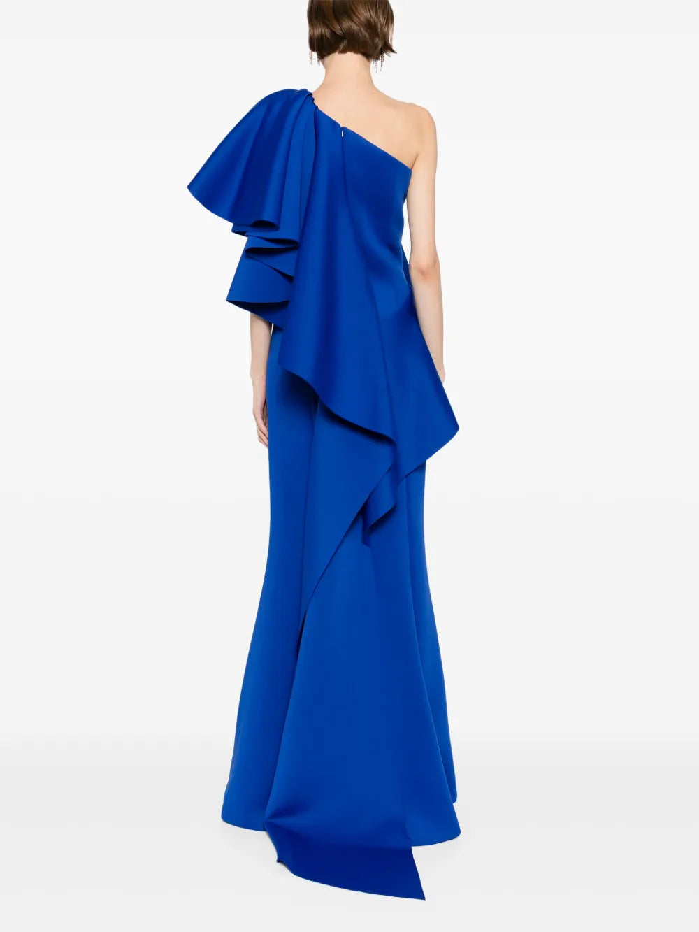 RUFFLED SCUBA LONG DRESS