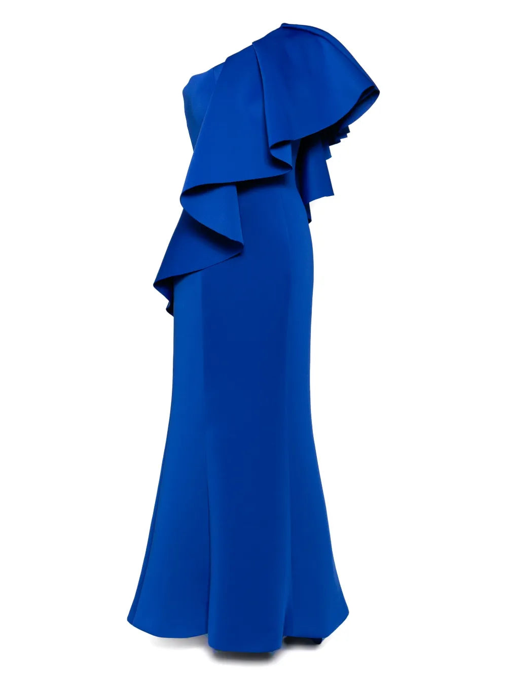 RUFFLED SCUBA LONG DRESS