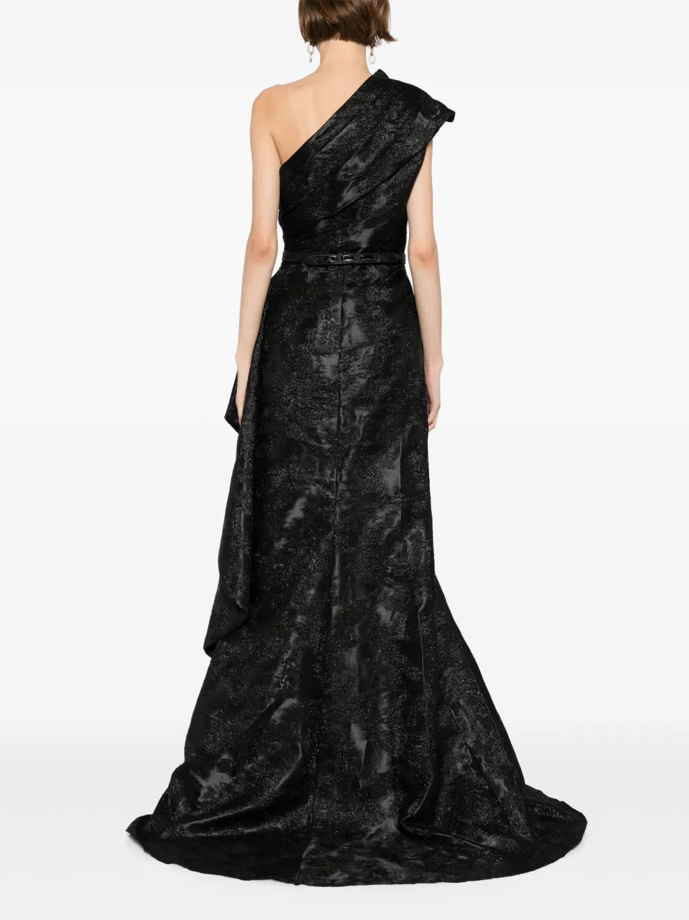 ONE -SHOULDER BROCADE DRESS