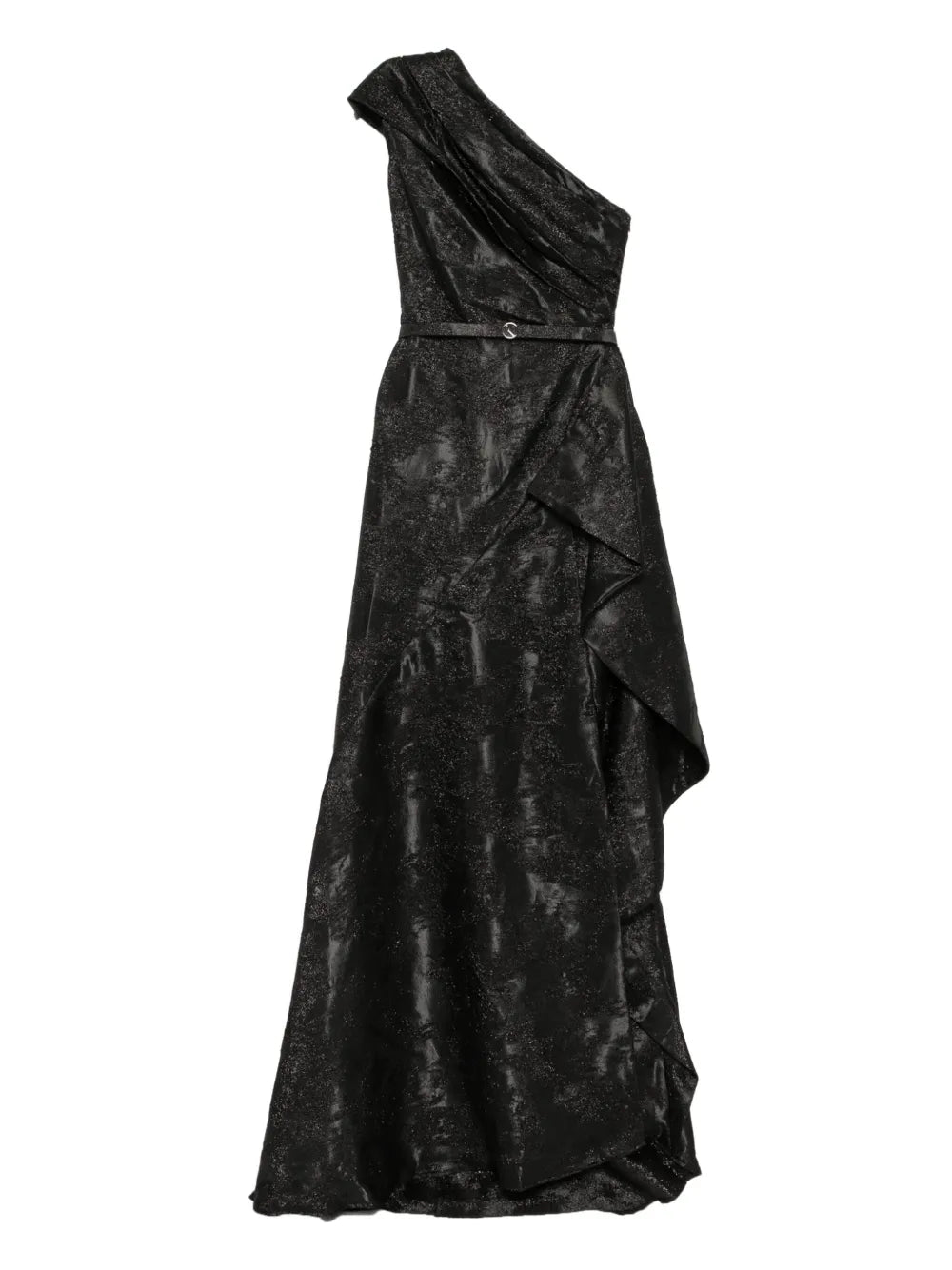 ONE -SHOULDER BROCADE DRESS