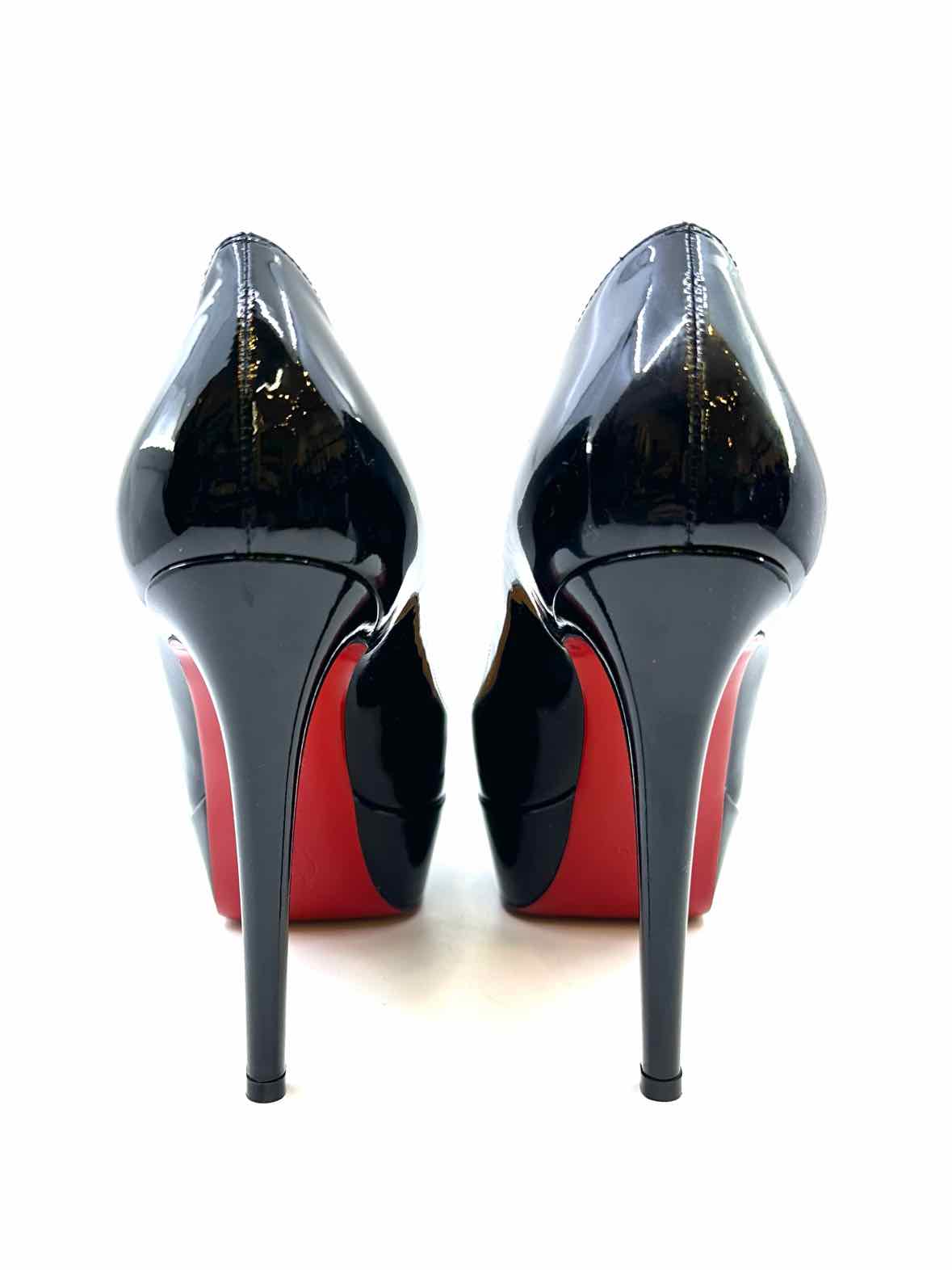 CHRISTIAN LOUBOUTIN Size 7.5 Black Patent Leather Solid Pumps