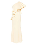 RUFFLED SCUBA LONG DRESS