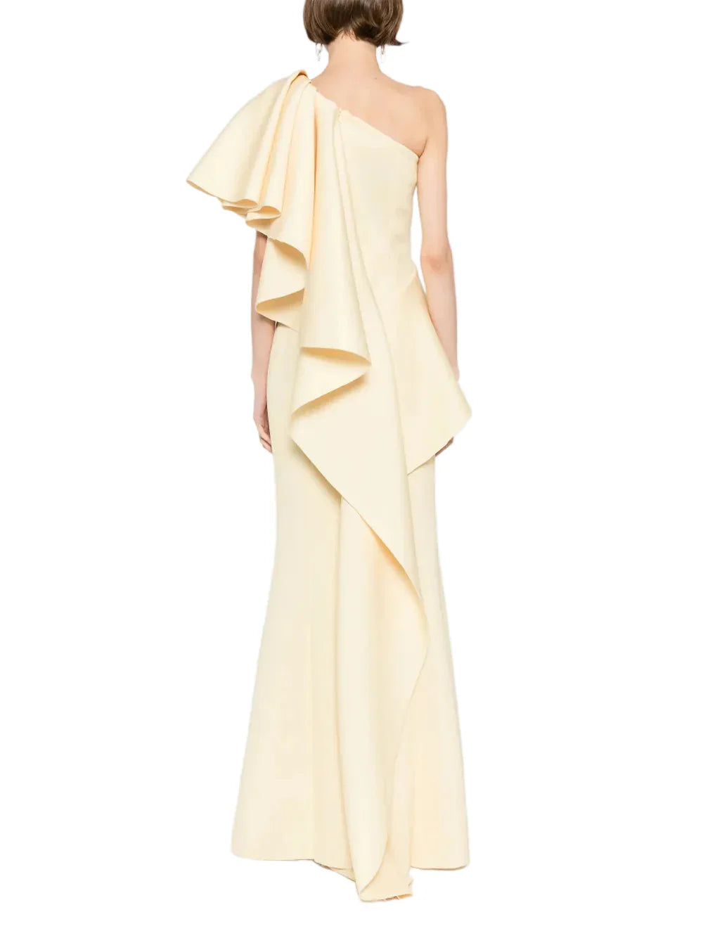 RUFFLED SCUBA LONG DRESS