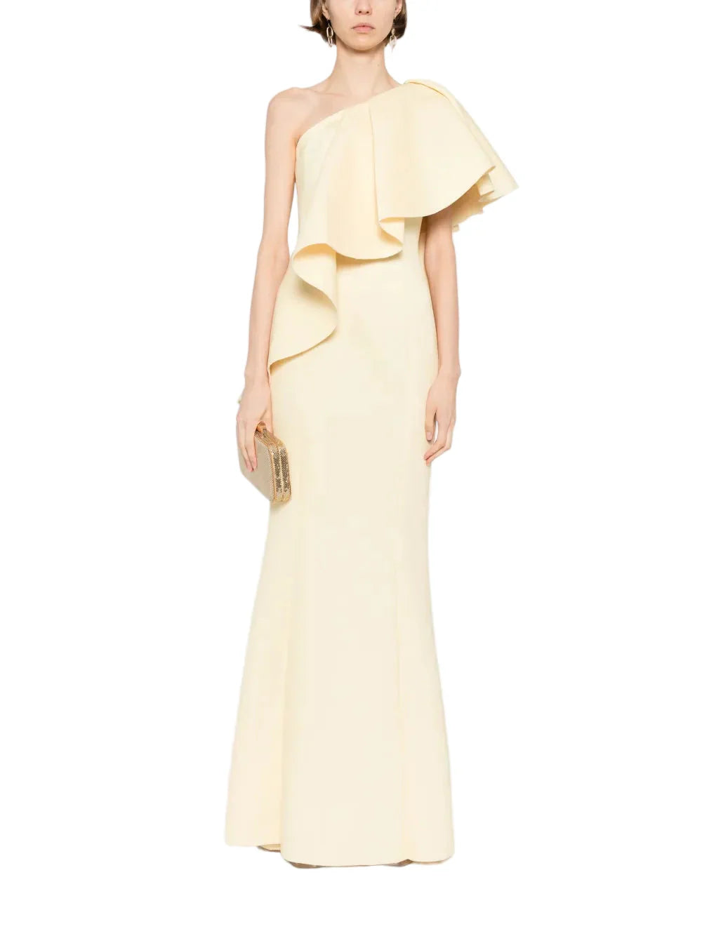 RUFFLED SCUBA LONG DRESS