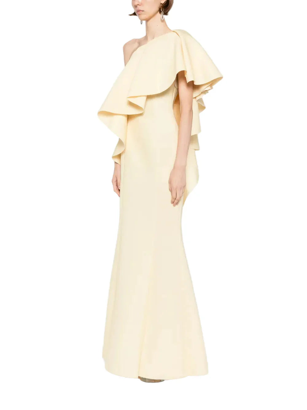 RUFFLED SCUBA LONG DRESS