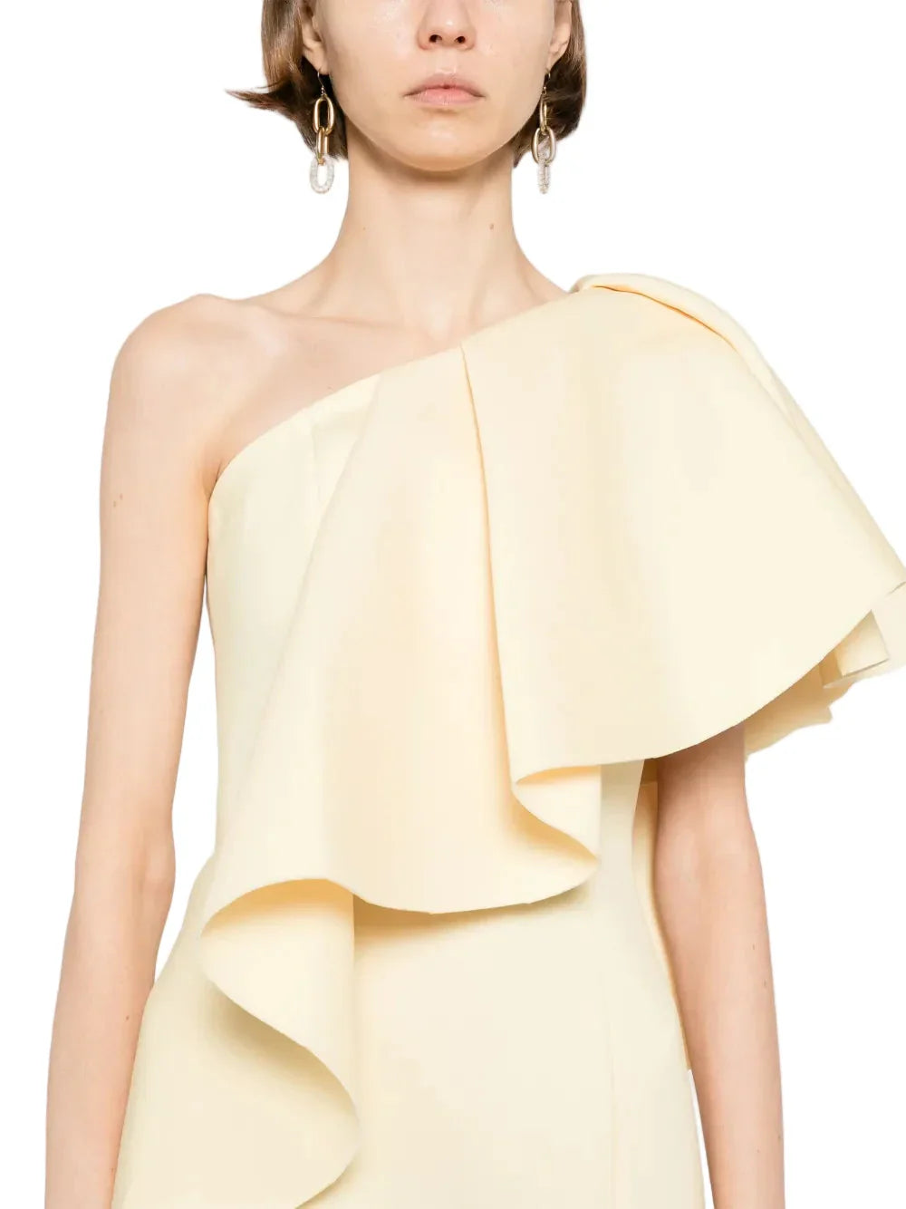 RUFFLED SCUBA LONG DRESS