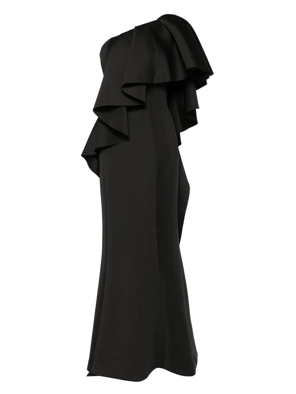 RUFFLED SCUBA LONG DRESS