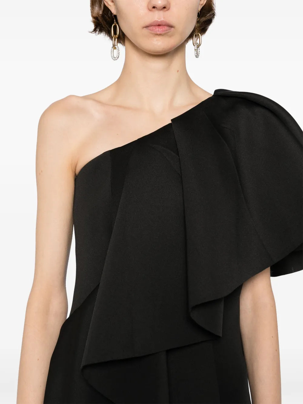 RUFFLED SCUBA LONG DRESS