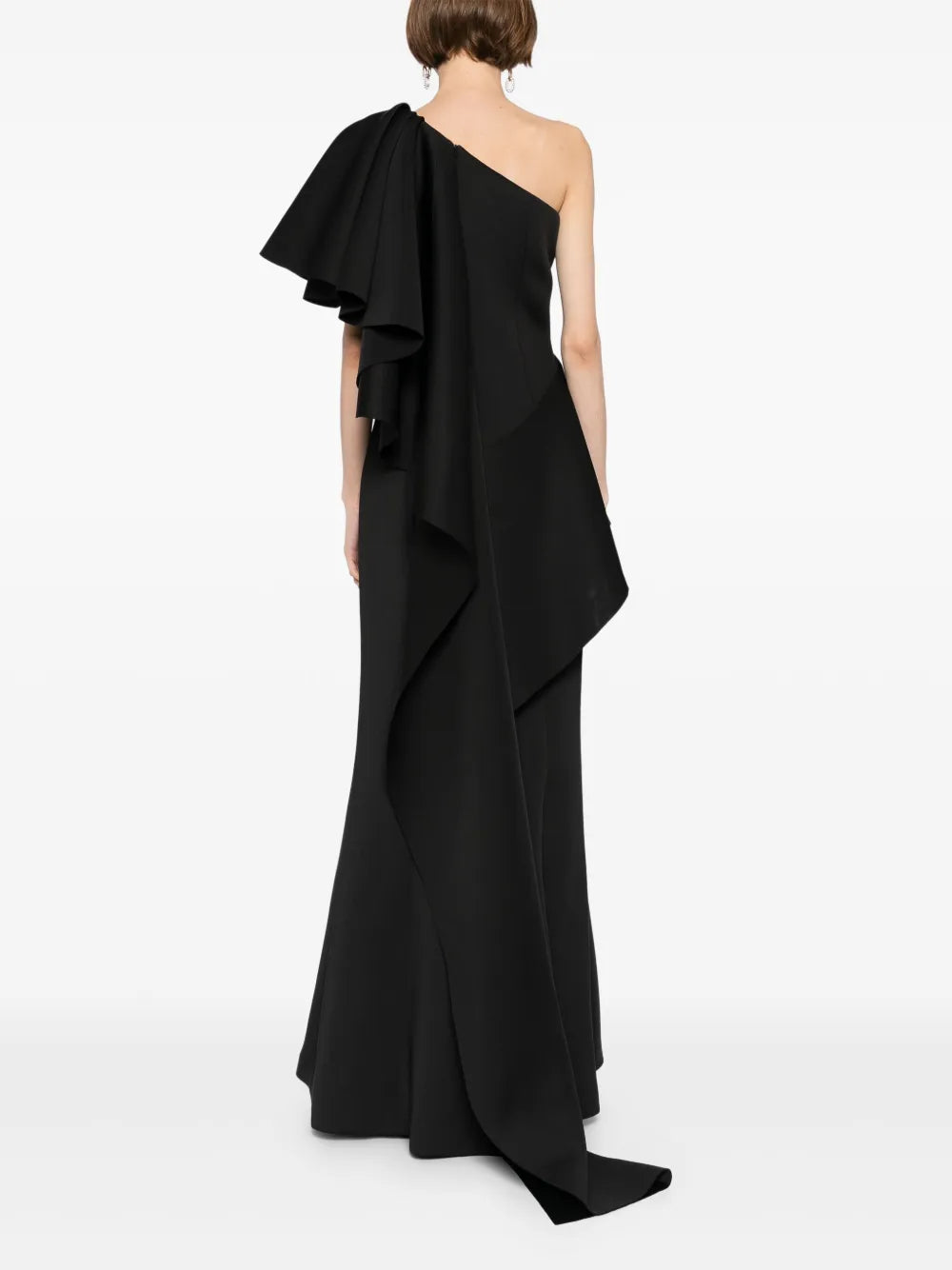 RUFFLED SCUBA LONG DRESS