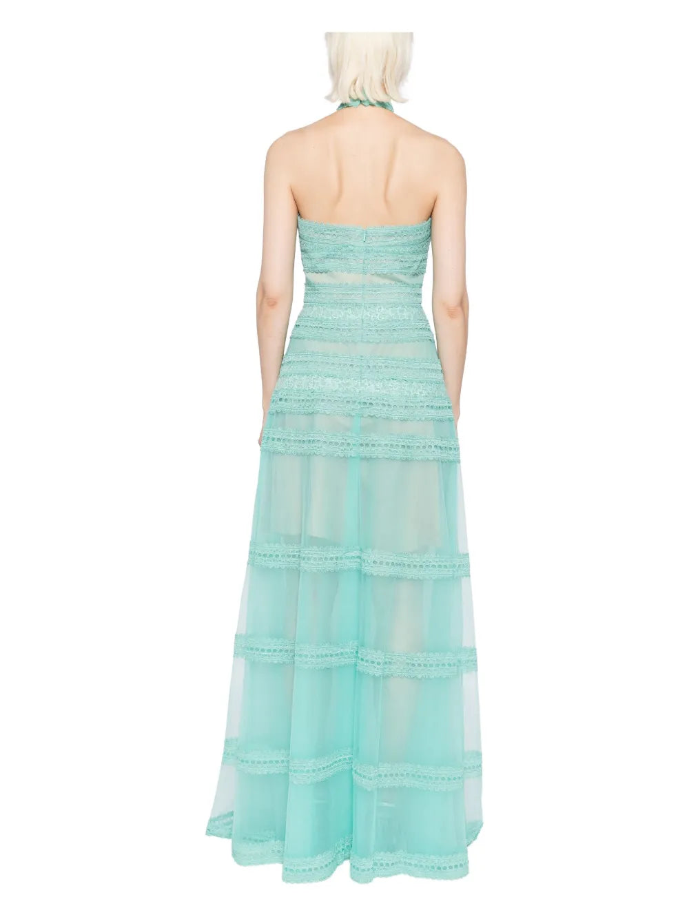 LACE STRIPED LONG DRESS