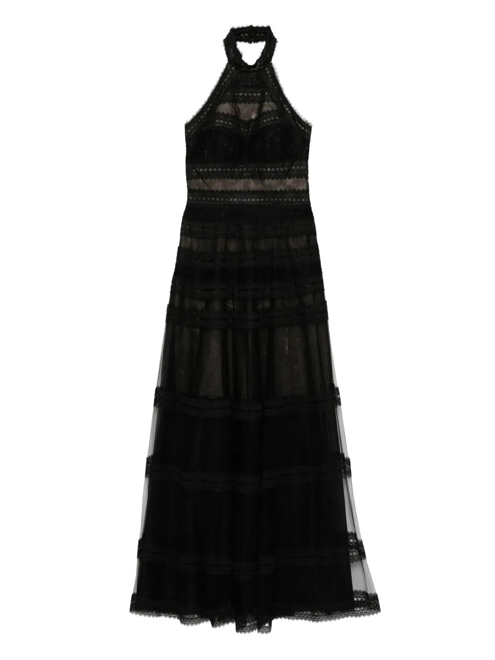 LACE STRIPED LONG DRESS
