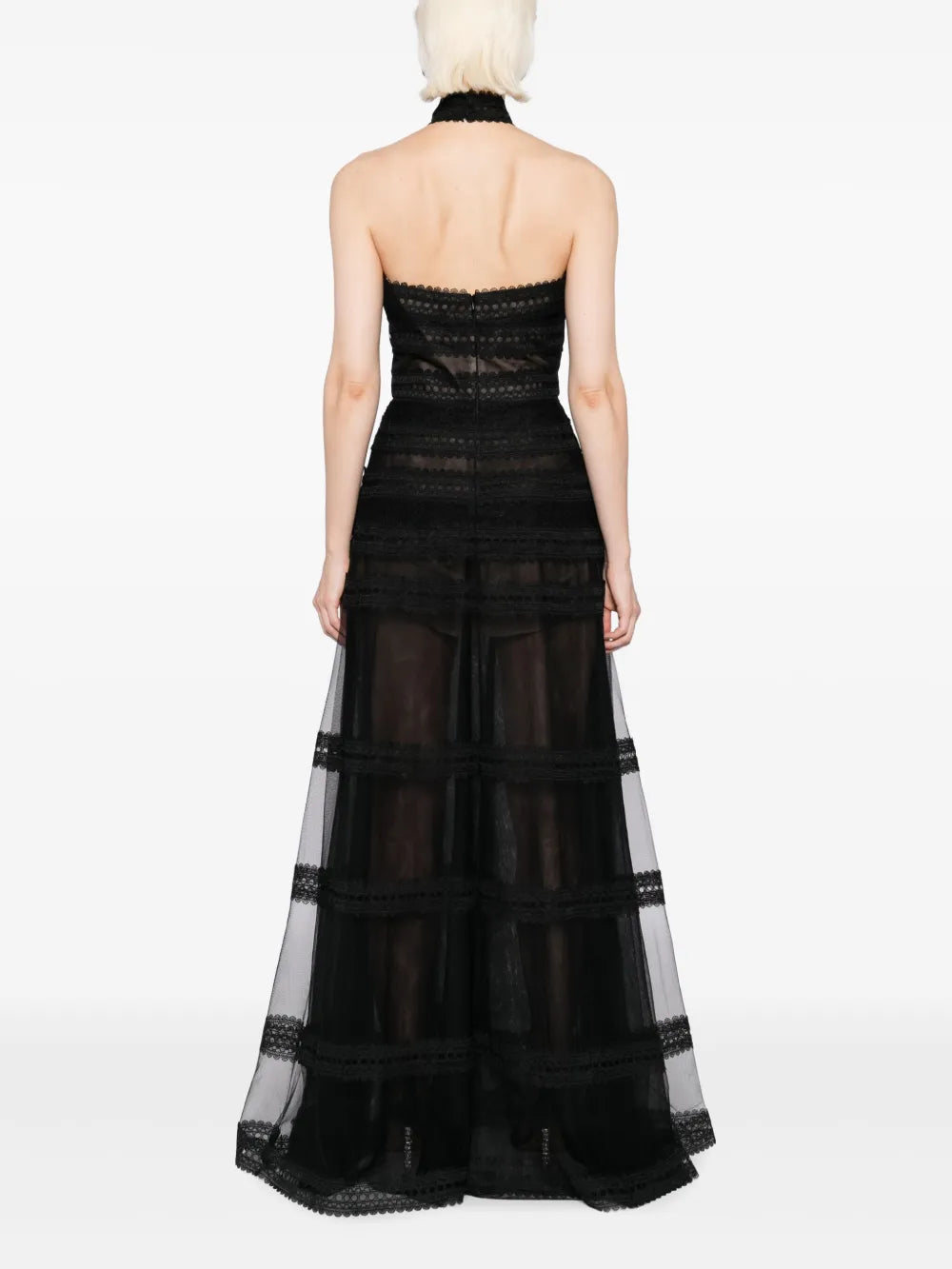 LACE STRIPED LONG DRESS
