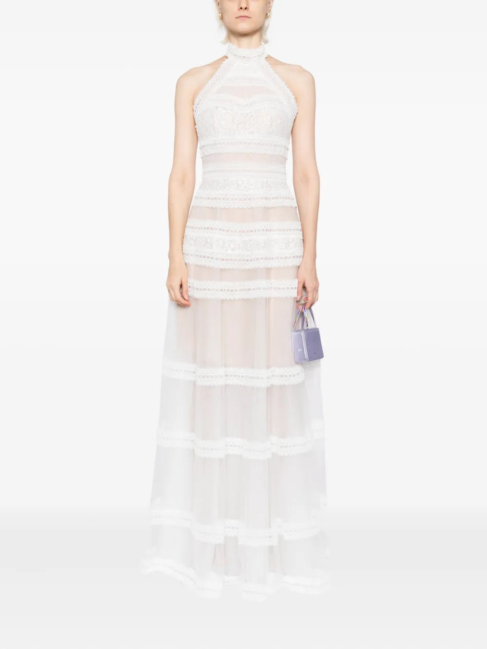 LACE STRIPED LONG DRESS