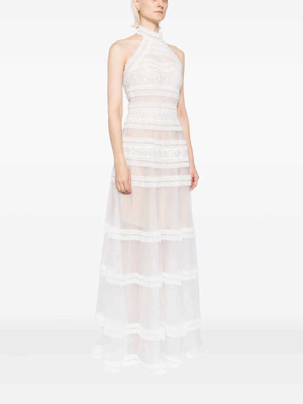 LACE STRIPED LONG DRESS