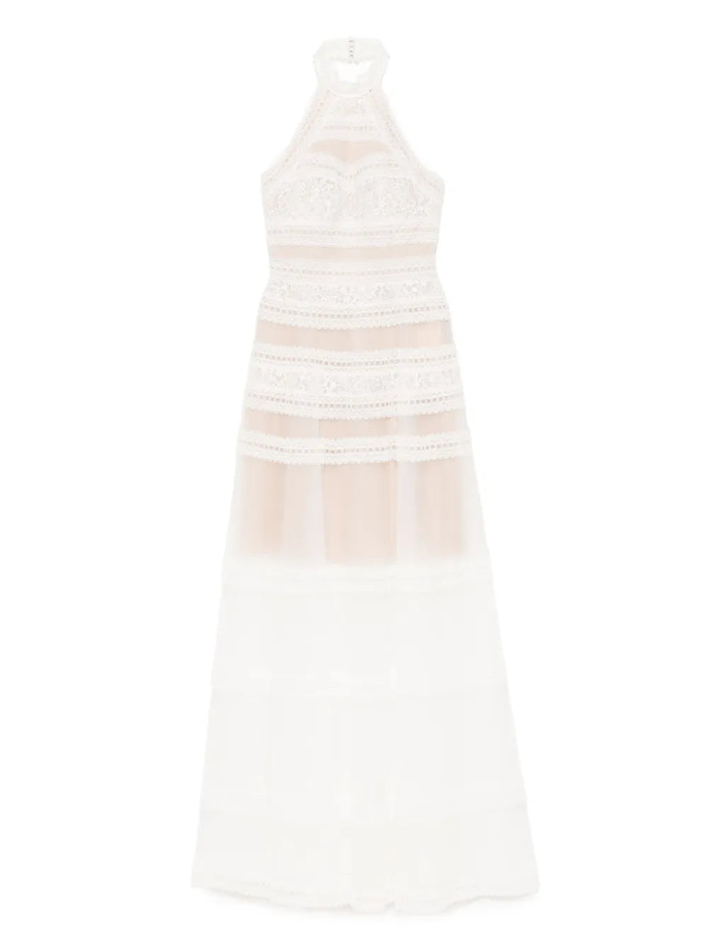 LACE STRIPED LONG DRESS