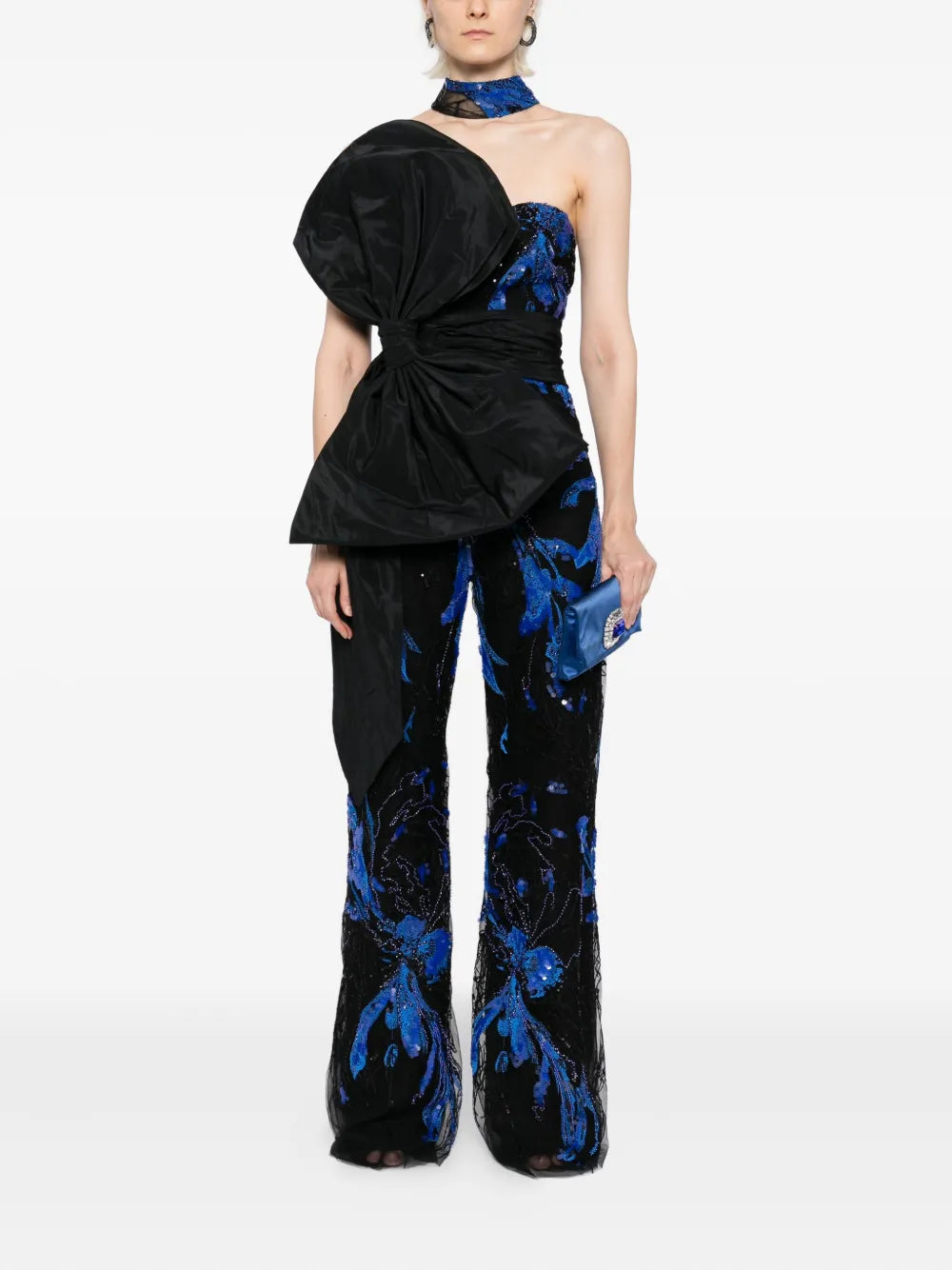EMBROIDERED STRAPLESS JUMPSUIT