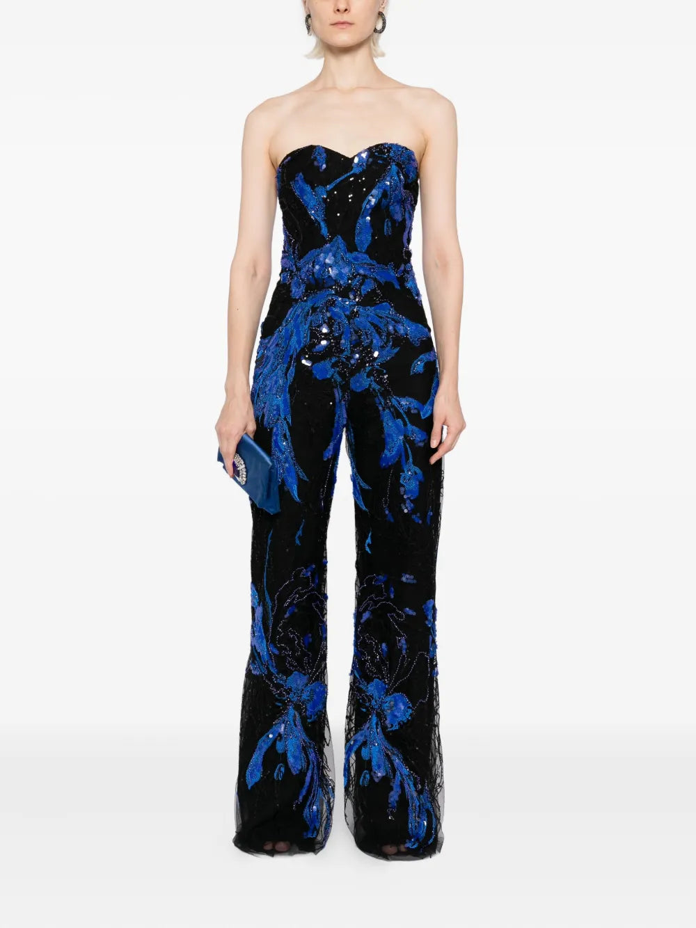 EMBROIDERED STRAPLESS JUMPSUIT